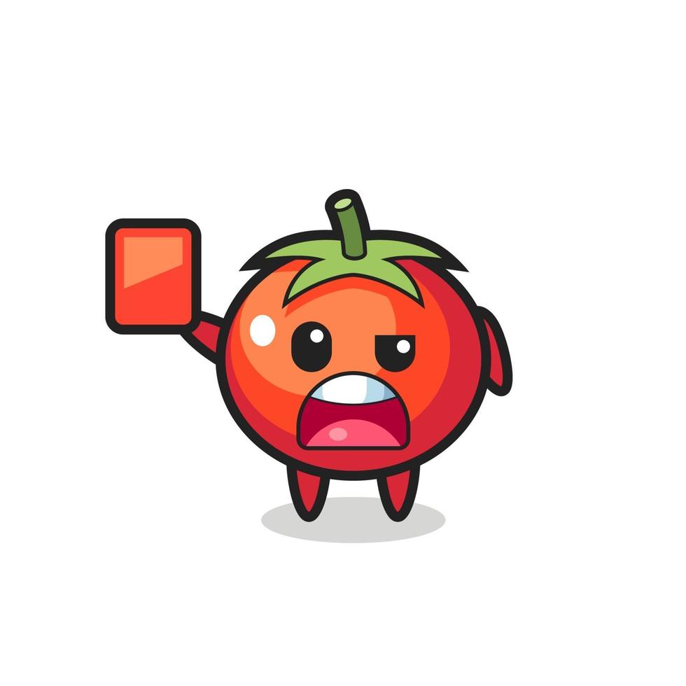 tomatoes cute mascot as referee giving a red card vector