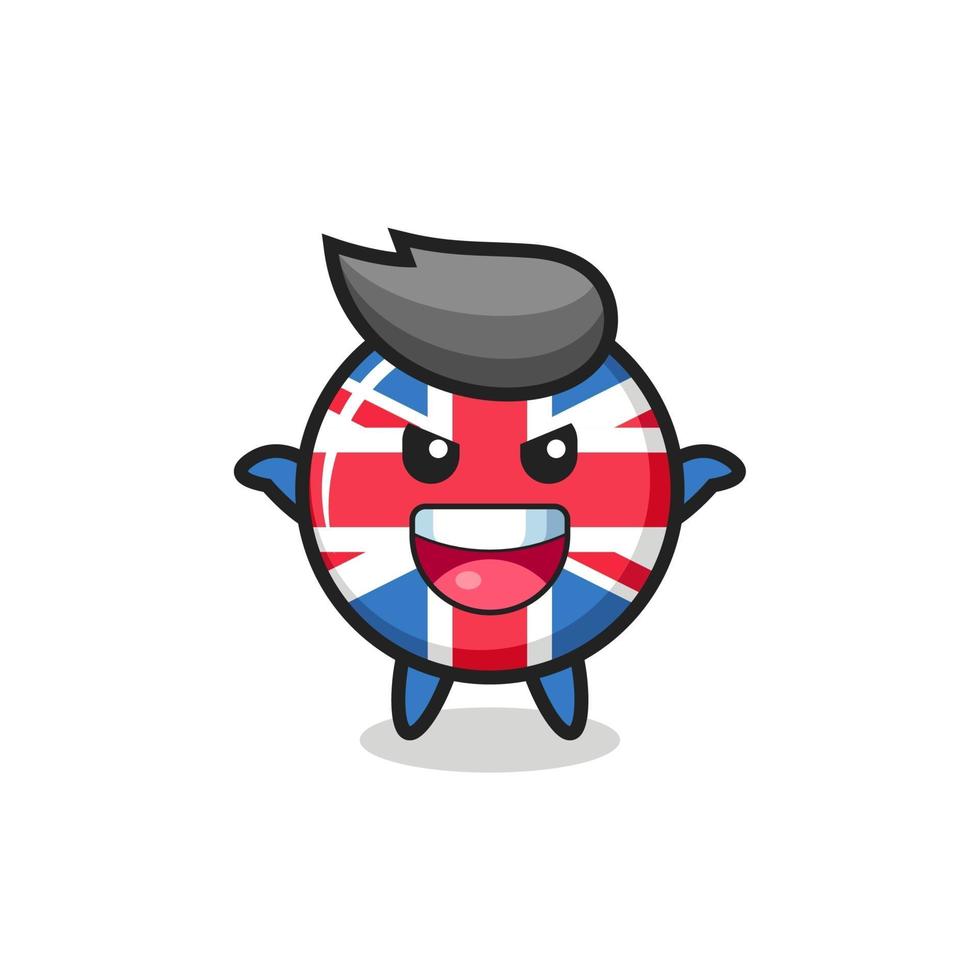 the illustration of cute united kingdom flag badge doing scare gesture vector