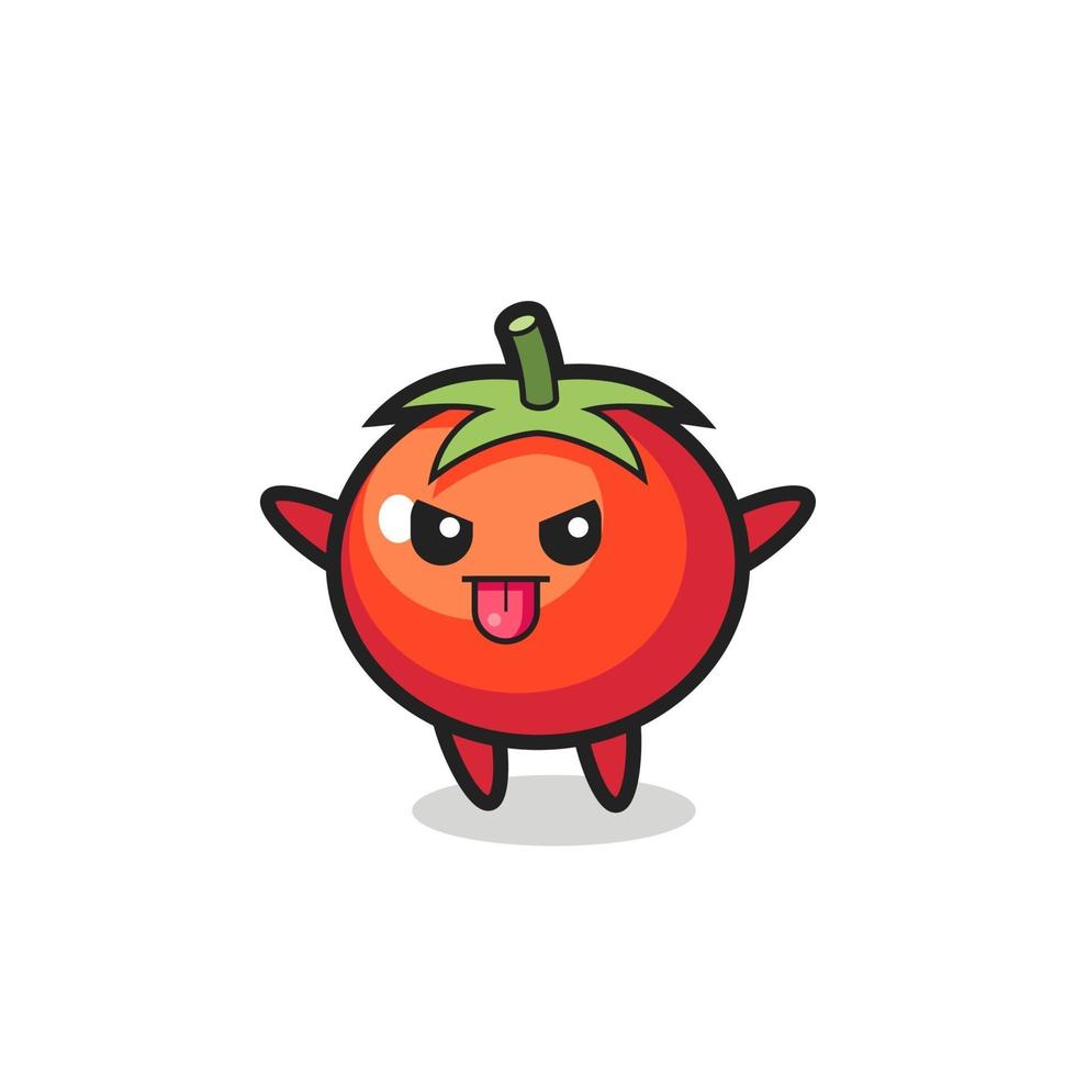 Personaje de tomates traviesos en pose burlona vector
