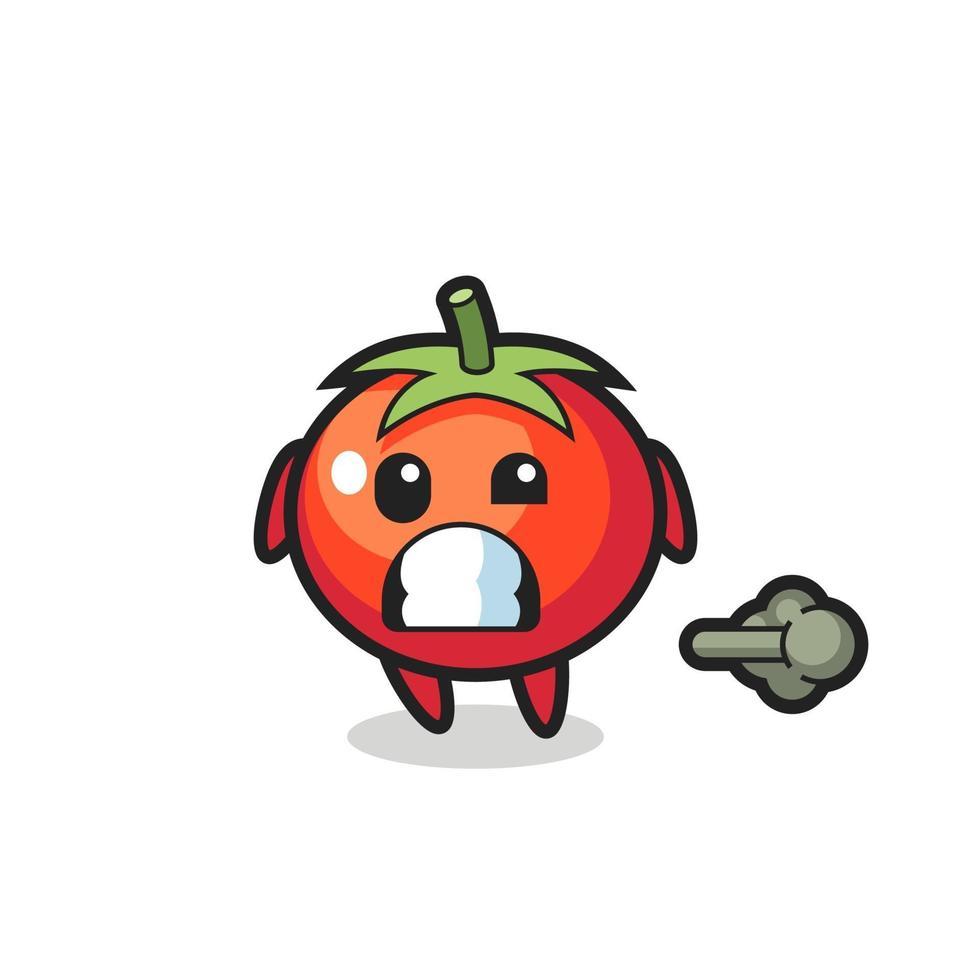 the illustration of the tomatoes cartoon doing fart vector