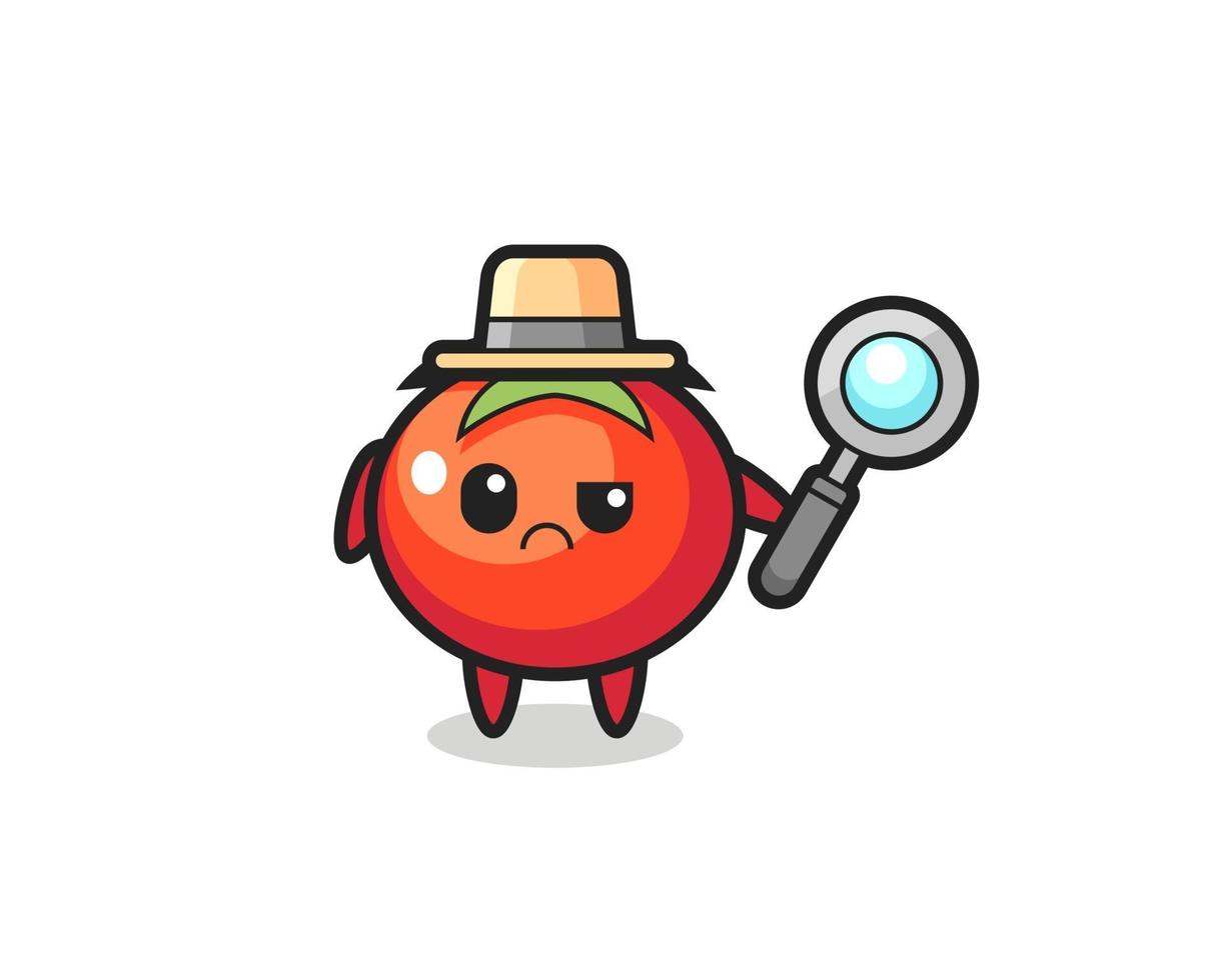 the mascot of cute tomatoes as a detective vector