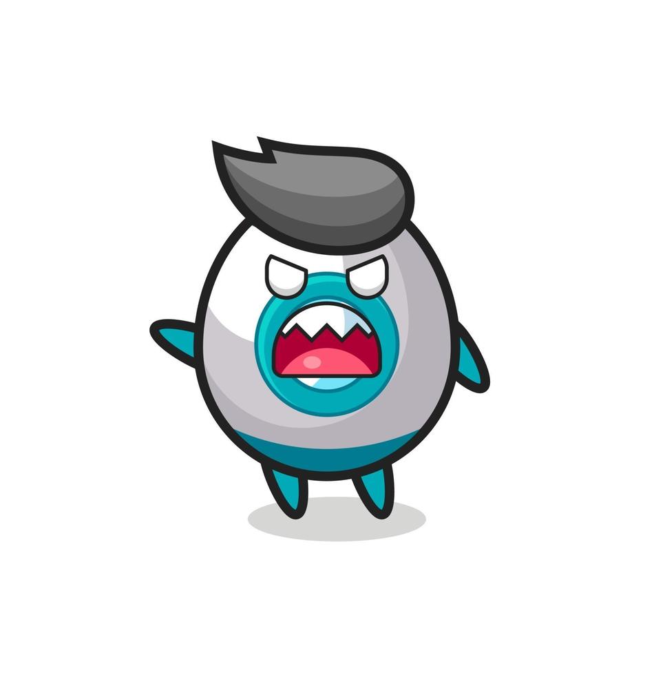 cute rocket cartoon in a very angry pose vector