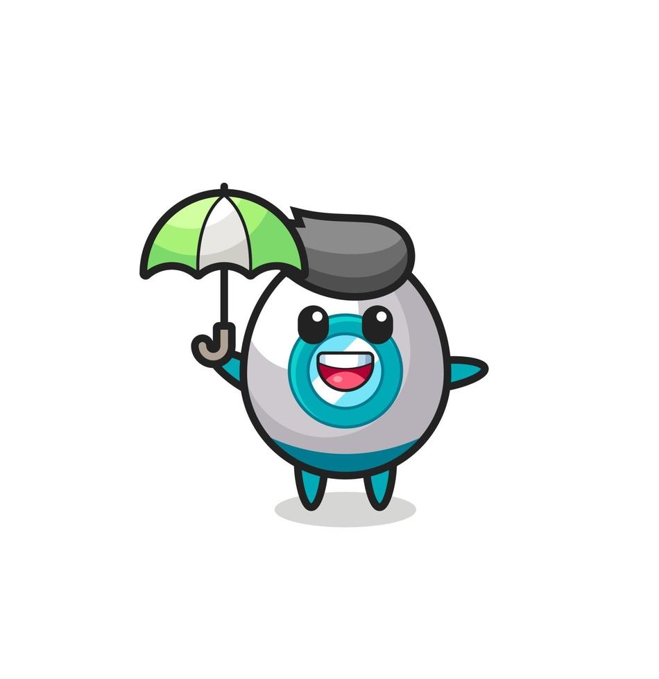 cute rocket illustration holding an umbrella vector