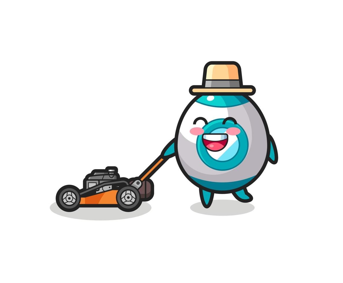 illustration of the rocket character using lawn mower vector