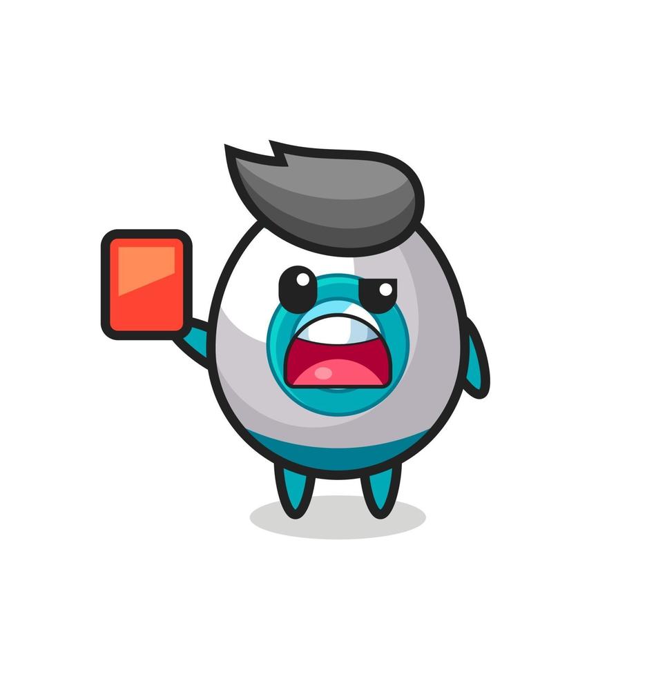 rocket cute mascot as referee giving a red card vector