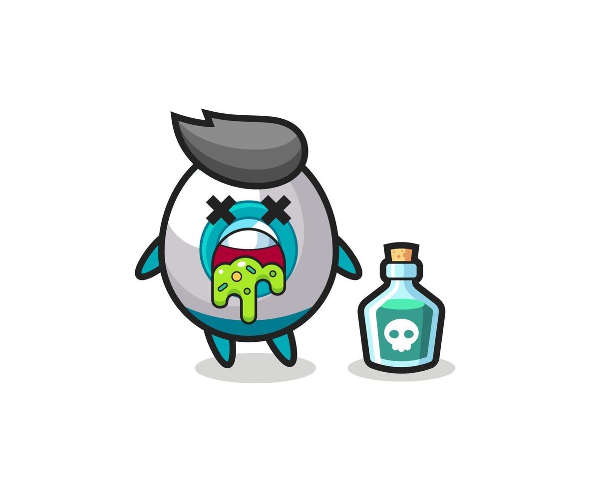 illustration of an rocket character vomiting due to poisoning vector