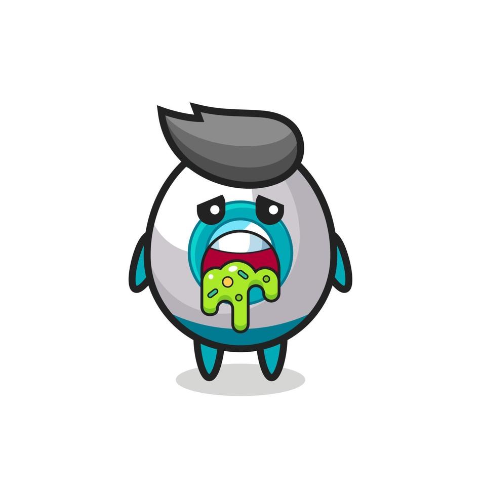 the cute rocket character with puke vector