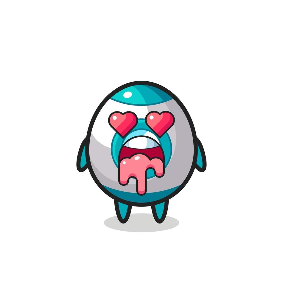 the falling in love expression of a cute rocket with heart shaped eyes vector