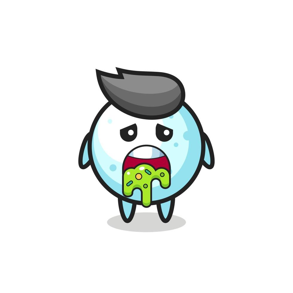 the cute snow ball character with puke vector