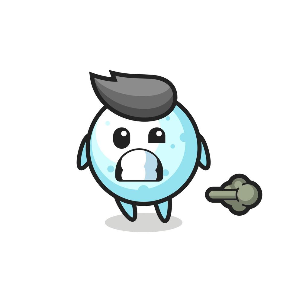 the illustration of the snow ball cartoon doing fart vector