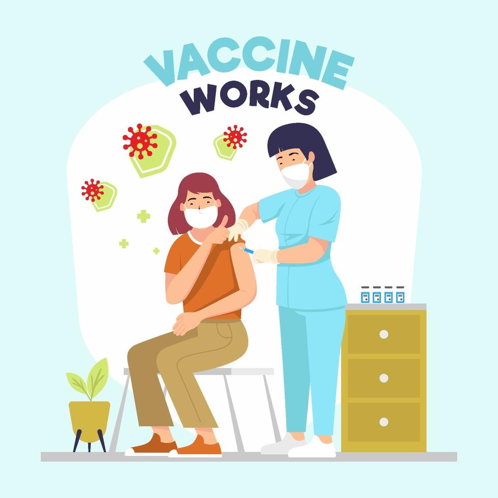 Woman Got Vaccinated vector
