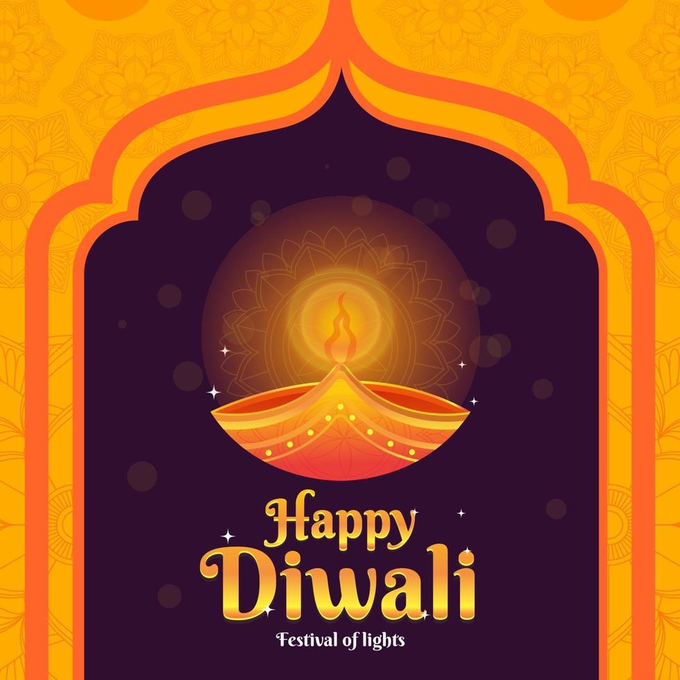 Peaceful Candle Lights Diwali Festival vector