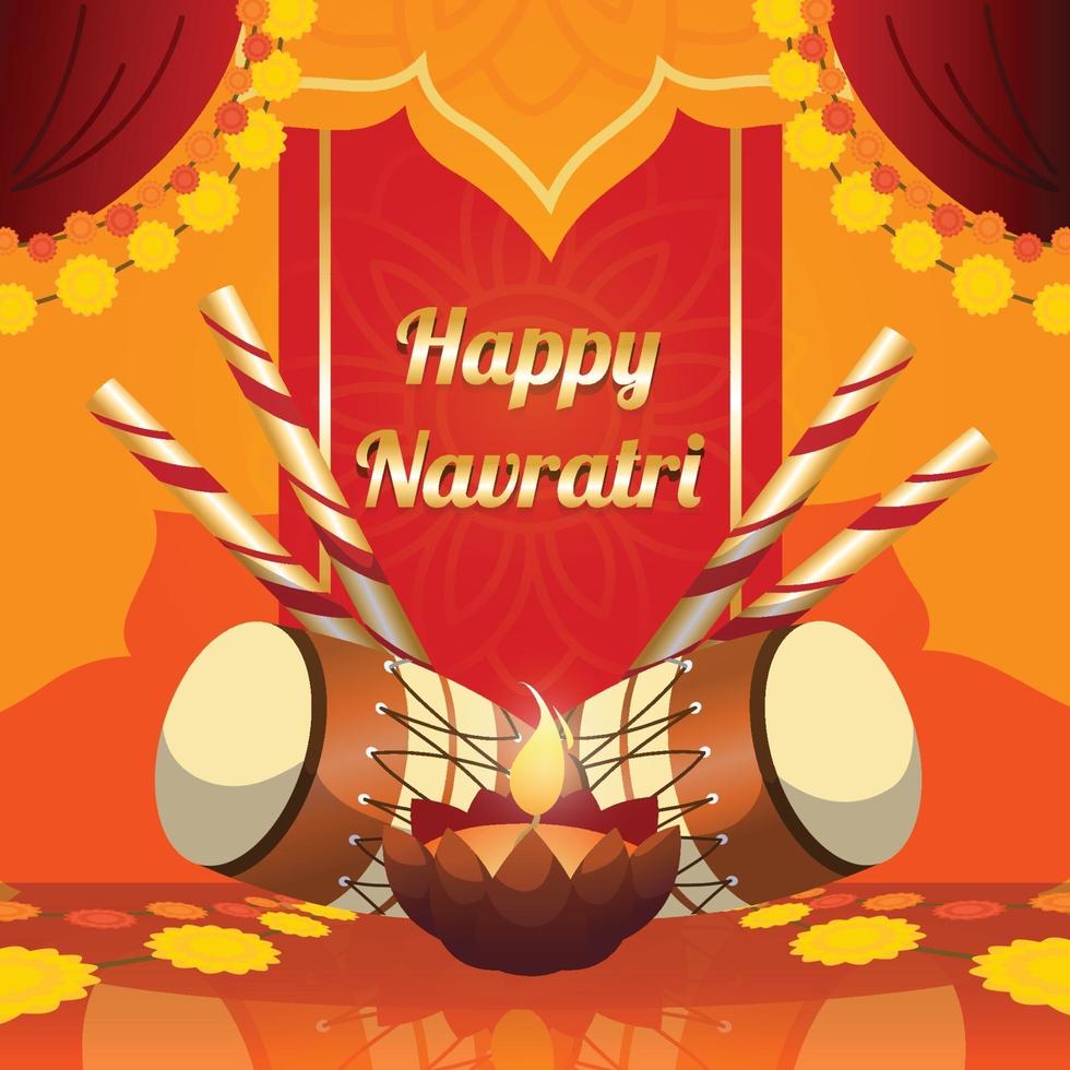 feliz celebración navratri en tema rojo vector