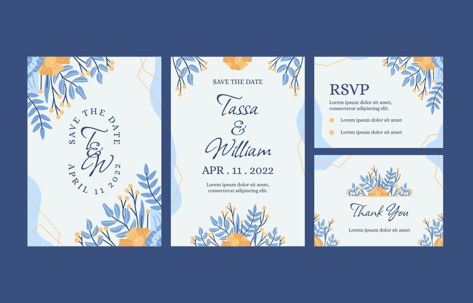 conjunto de invitación de boda vector