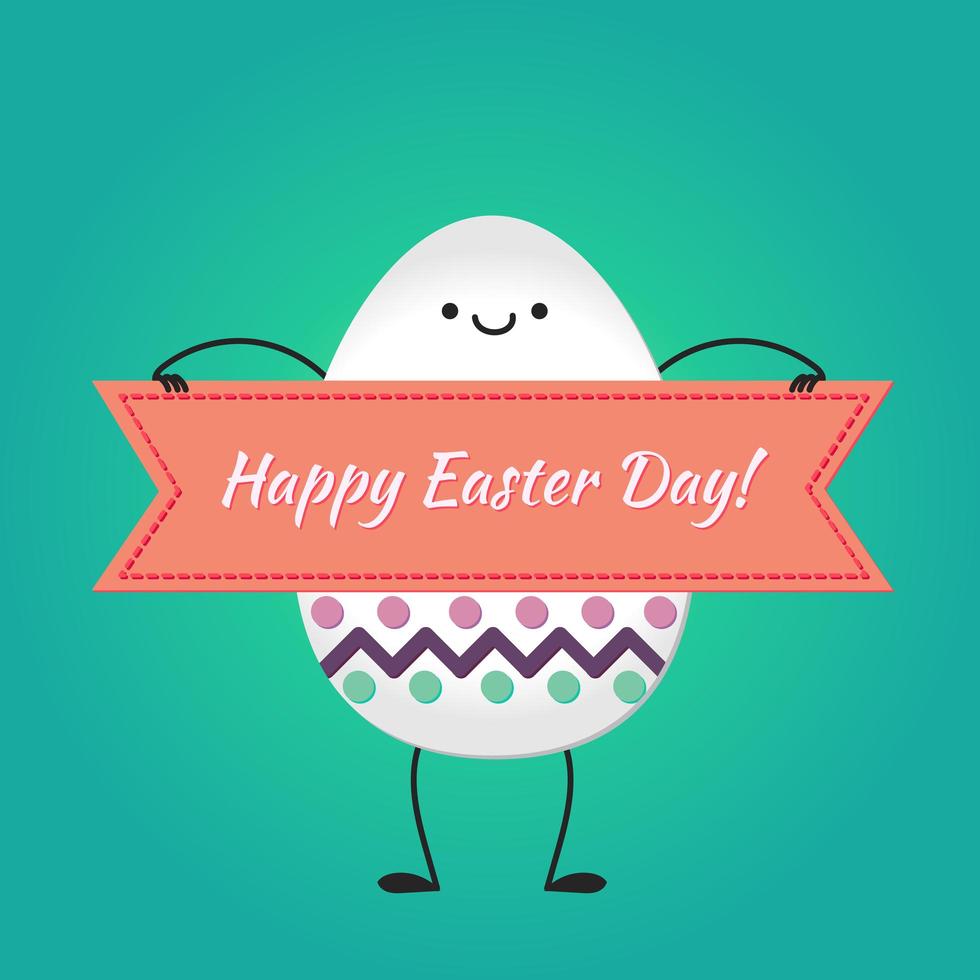 Happy easter with happy egg vector