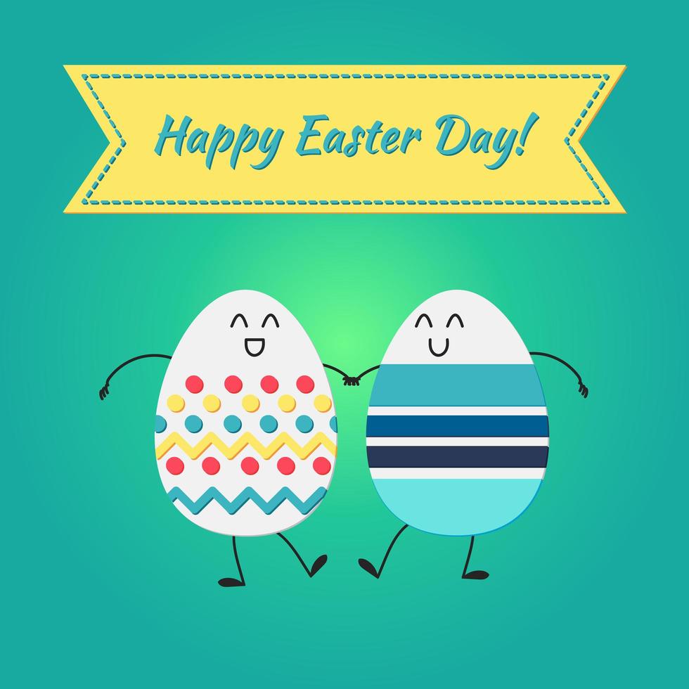 Happy easter with happy egg vector