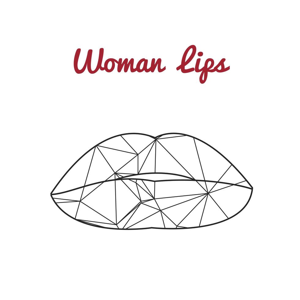 labios poligonales, logo triangular o icono vector