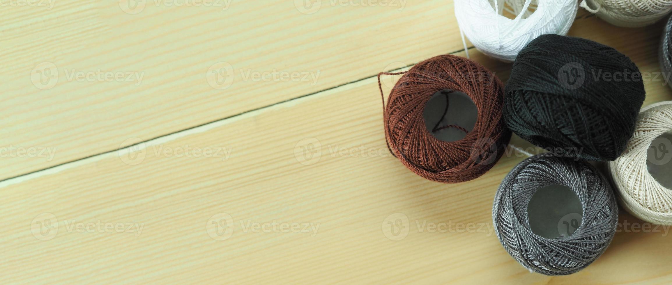 Handicraft work by thread, needle and sew knit photo