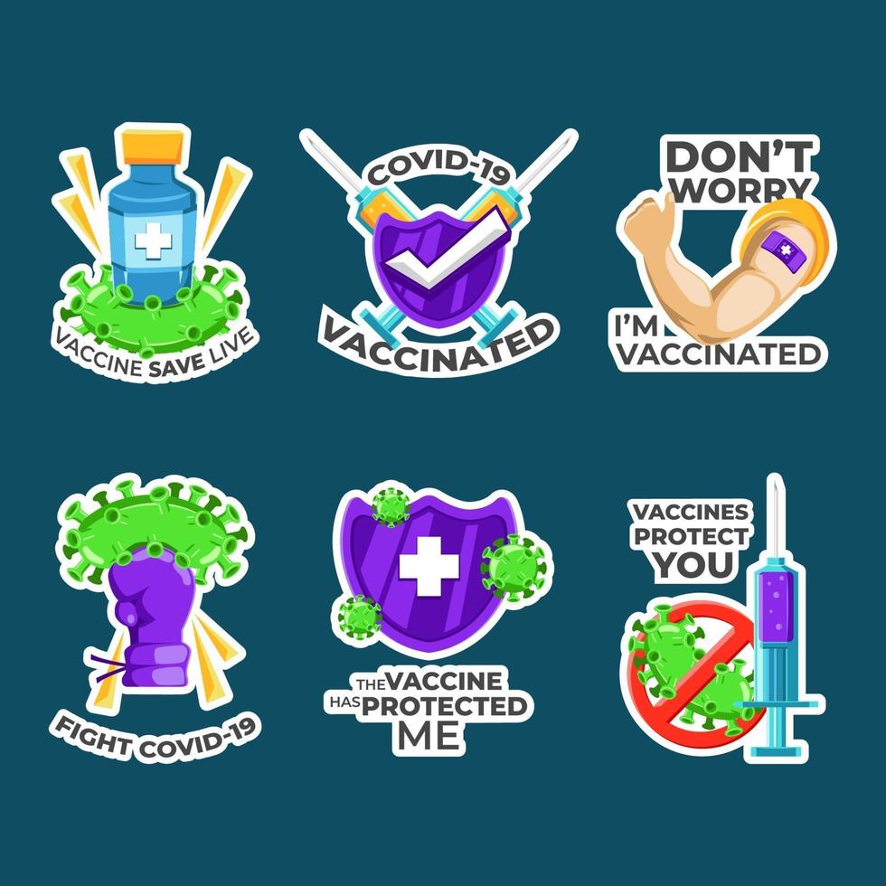 Covid Vaccine Sticker Collection vector