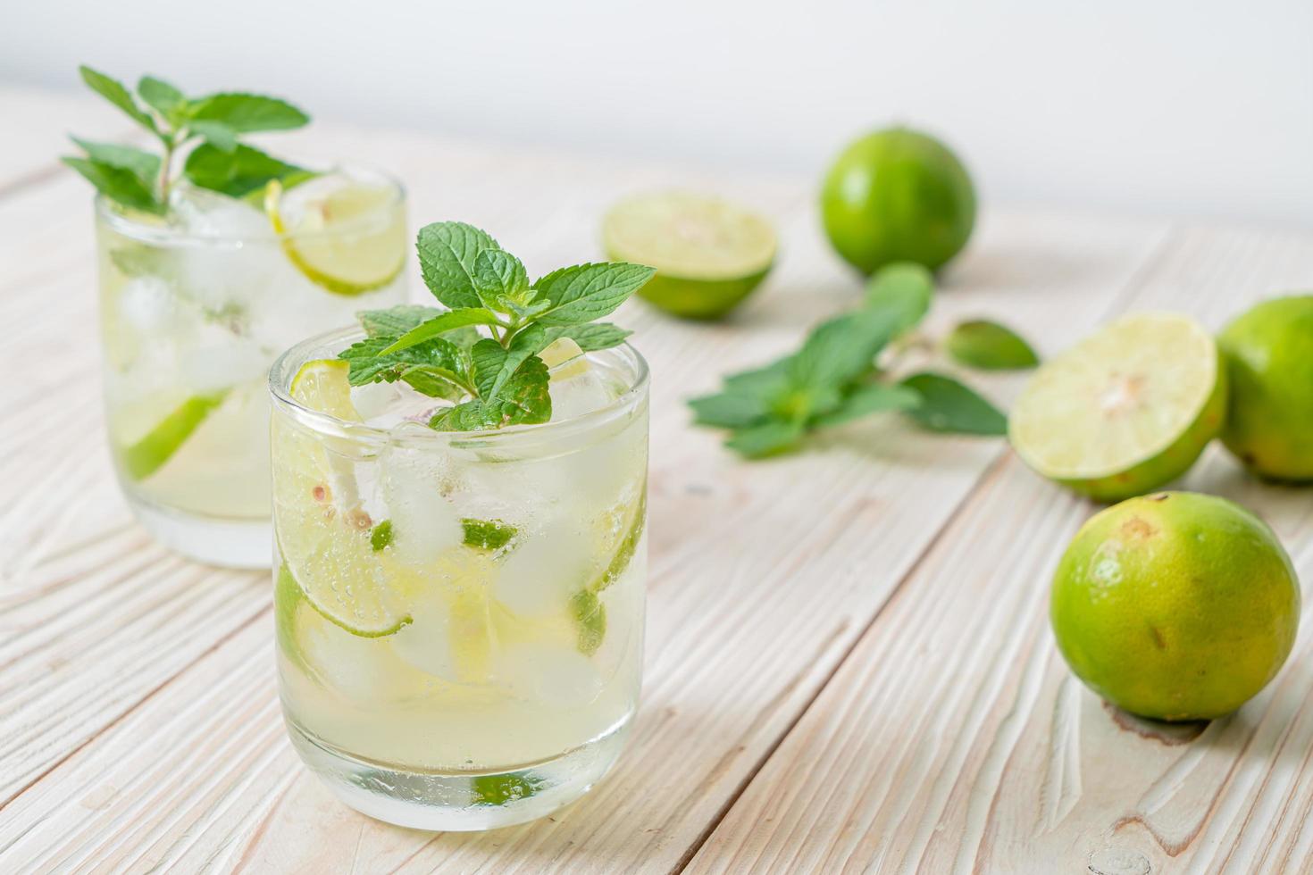 Iced lime soda with mint photo