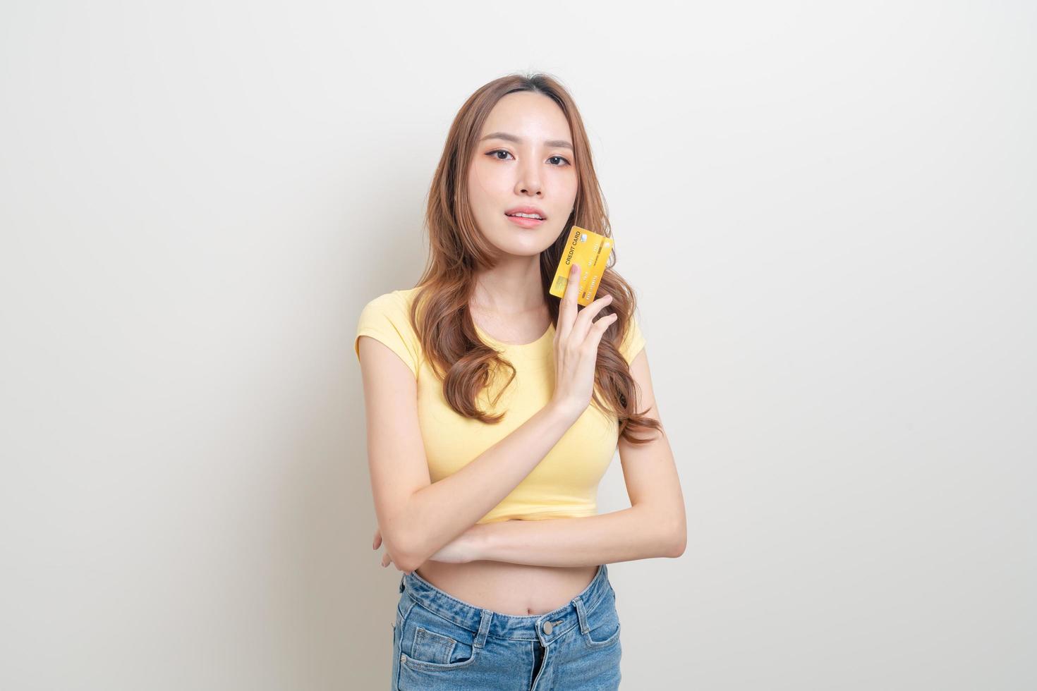 Portrait beautiful Asian woman holding credit card photo