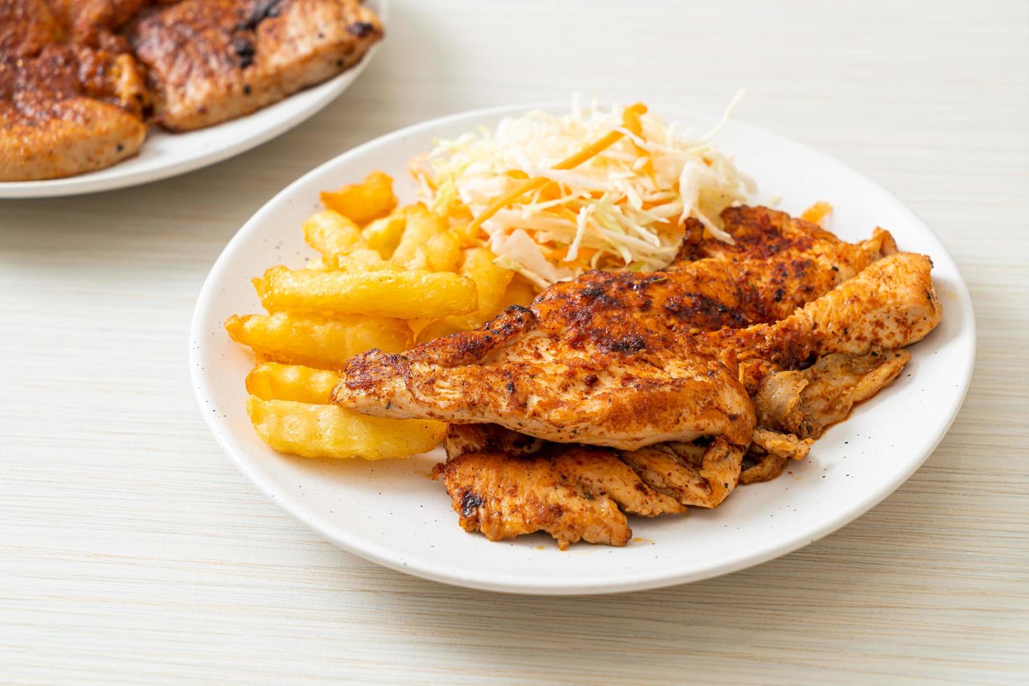 Grilled spicy barbecue chicken steak photo