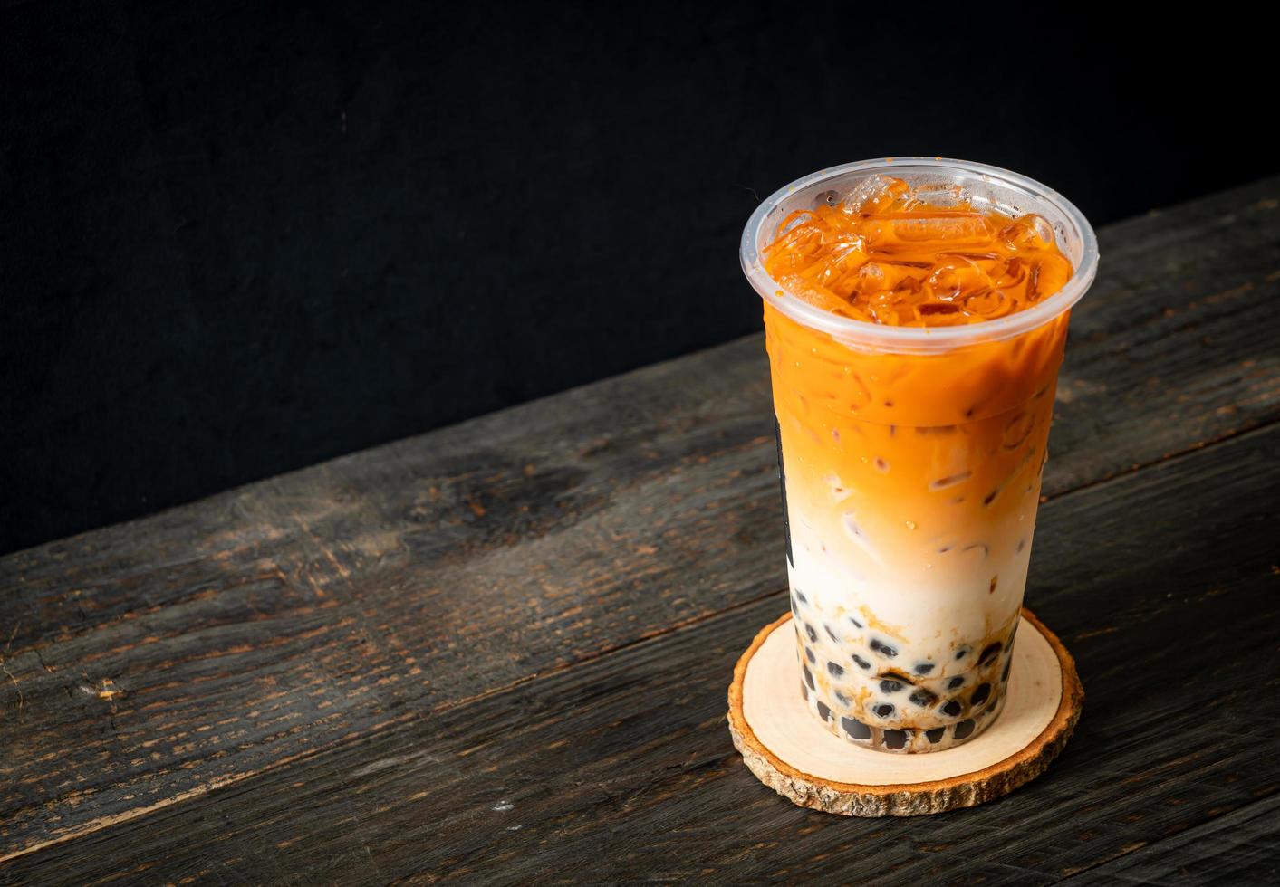 Thai milk tea with bubble photo