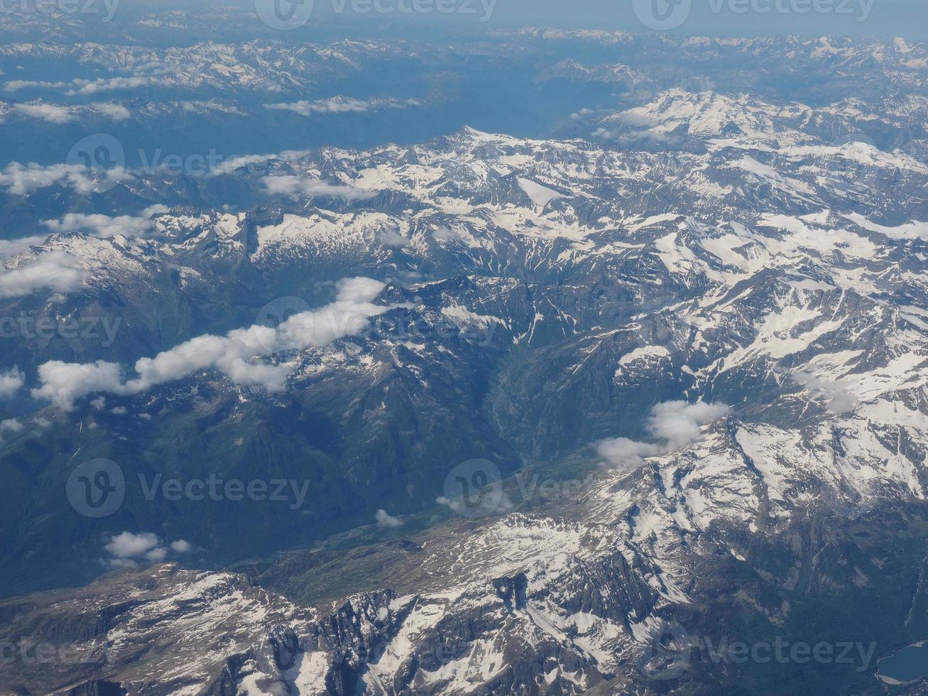 Aerial view of the Alps between Italy and Switzerland photo