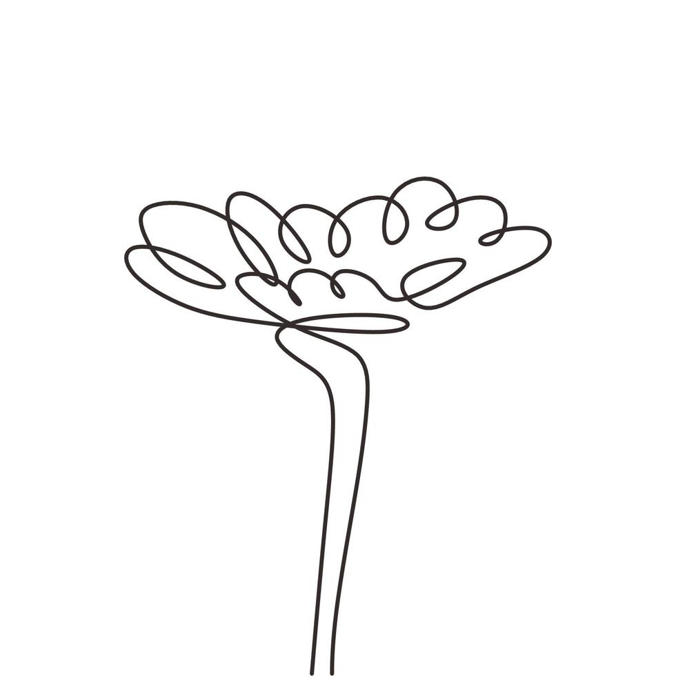 Flower continuous one line drawing isolated on white background vector