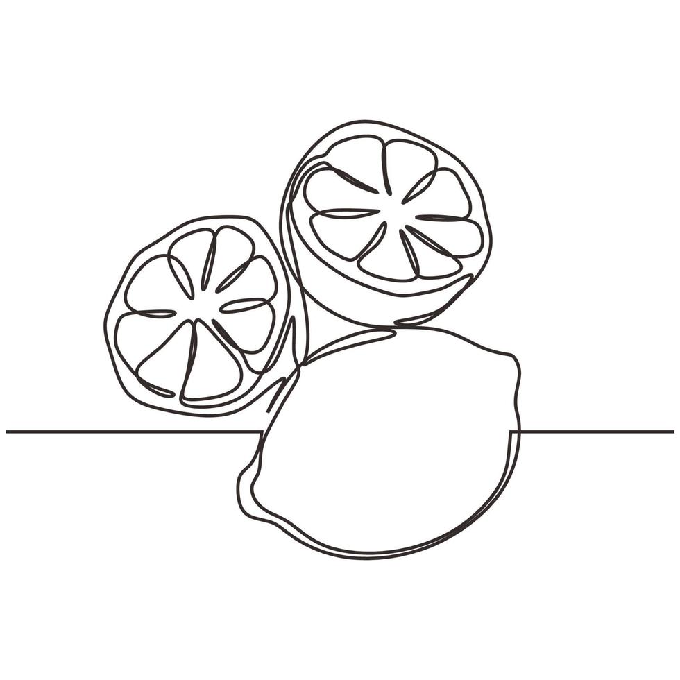 Continuous one line drawing of lemon fruit. Concept of fresh. vector