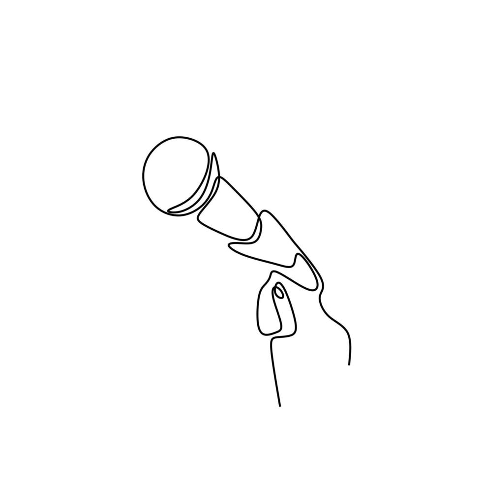 continuous line drawing wired microphone vector one lineart