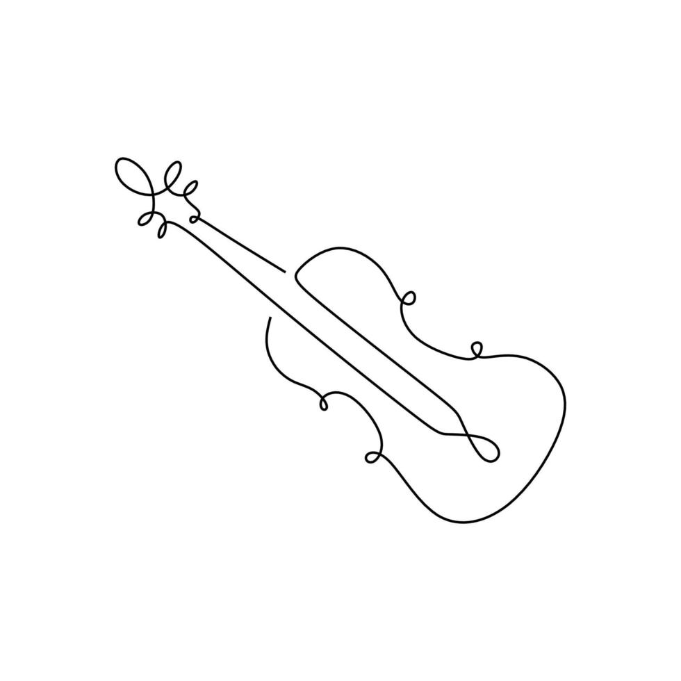 Violin one continuous line drawing music instrument vector