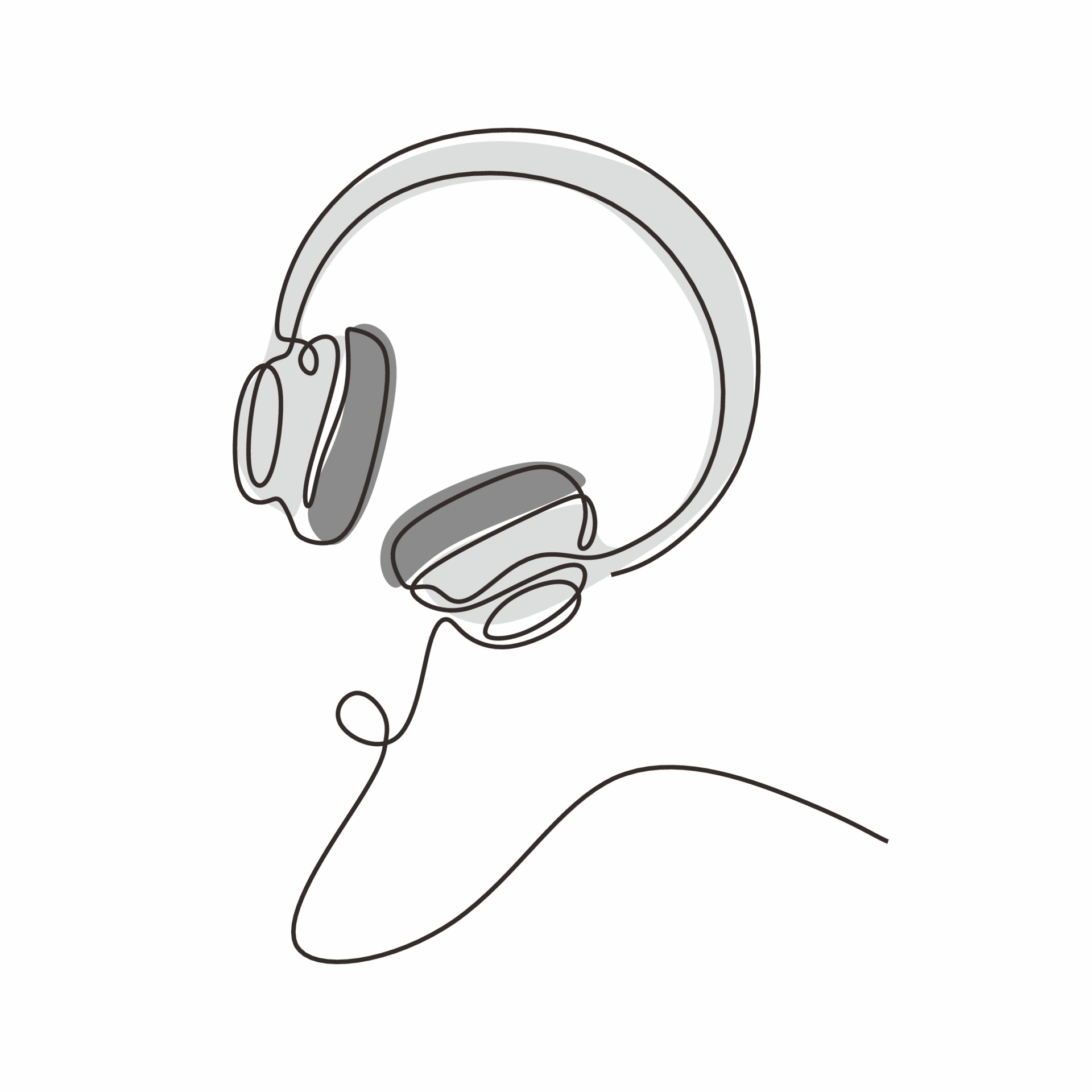 vector de tema de música de auriculares de dibujo de una línea 3409816  Vector en Vecteezy
