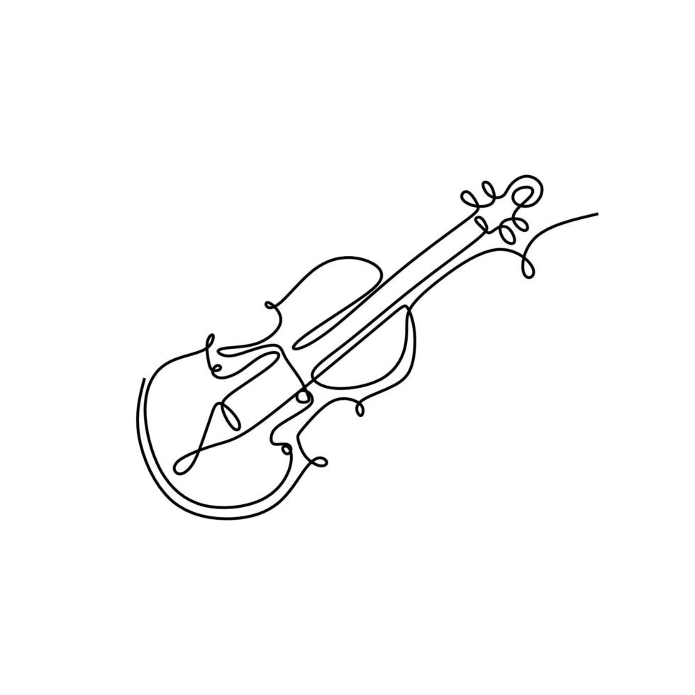 Violin one continuous line drawing music instrument. vector