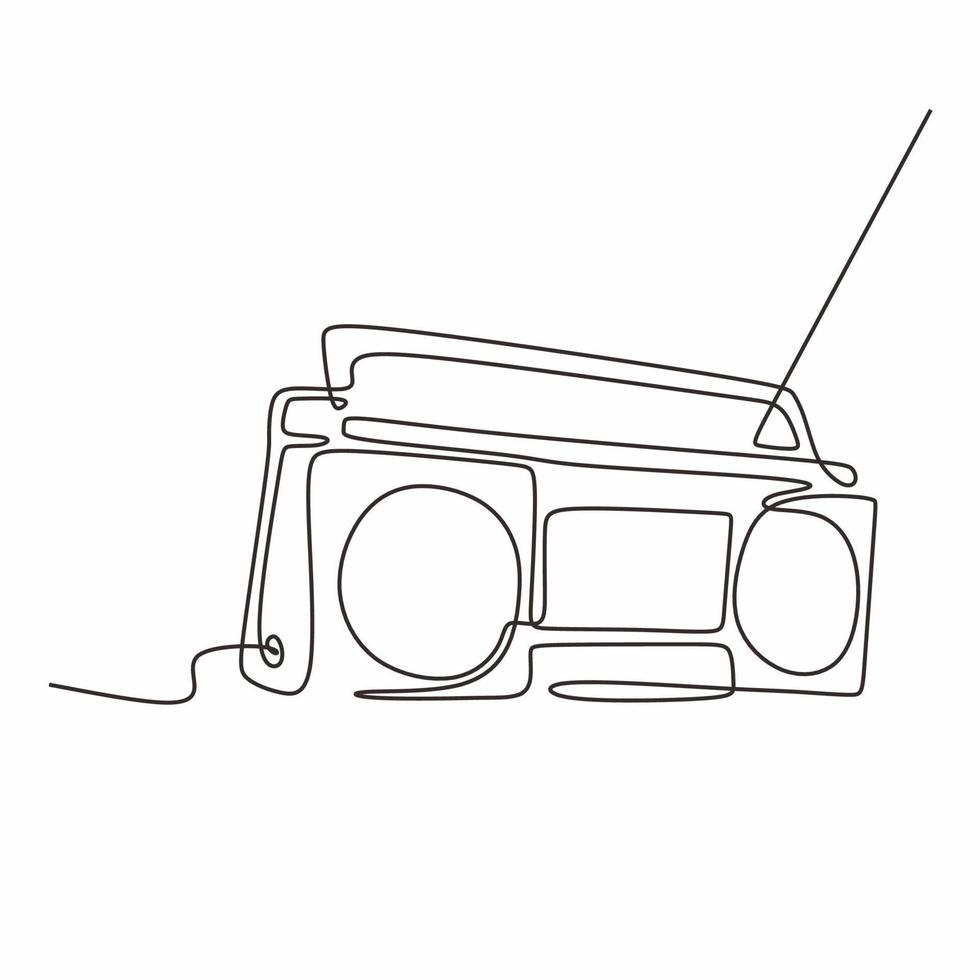 continuous line drawing Old radio music sign of vintage vector