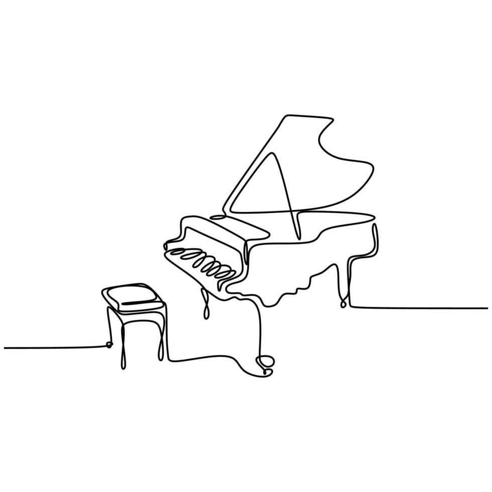 one line drawing piano music instrument vector