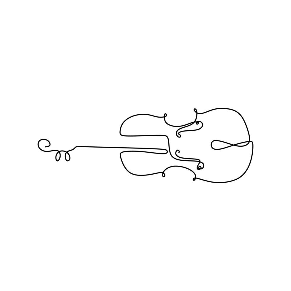 continuous one line drawing violin instrument vector