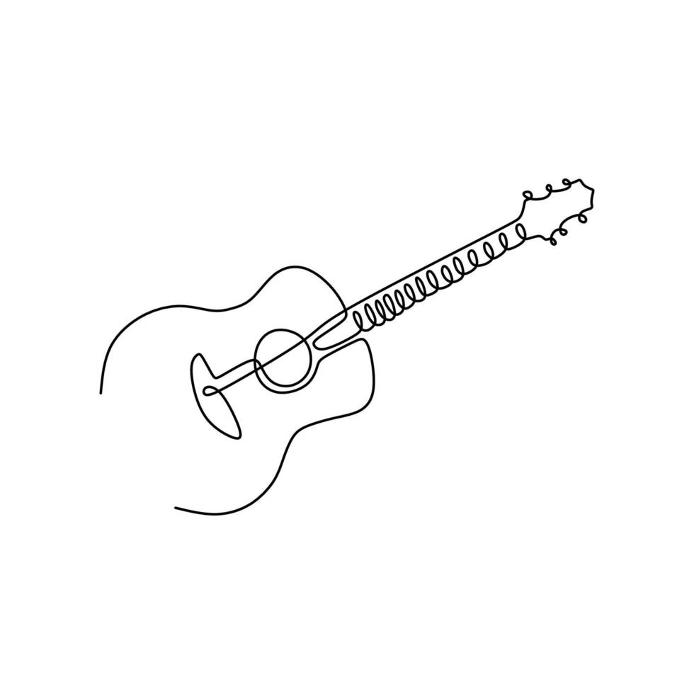 dibujo de línea continua vector de instrumento de música de guitarra acústica