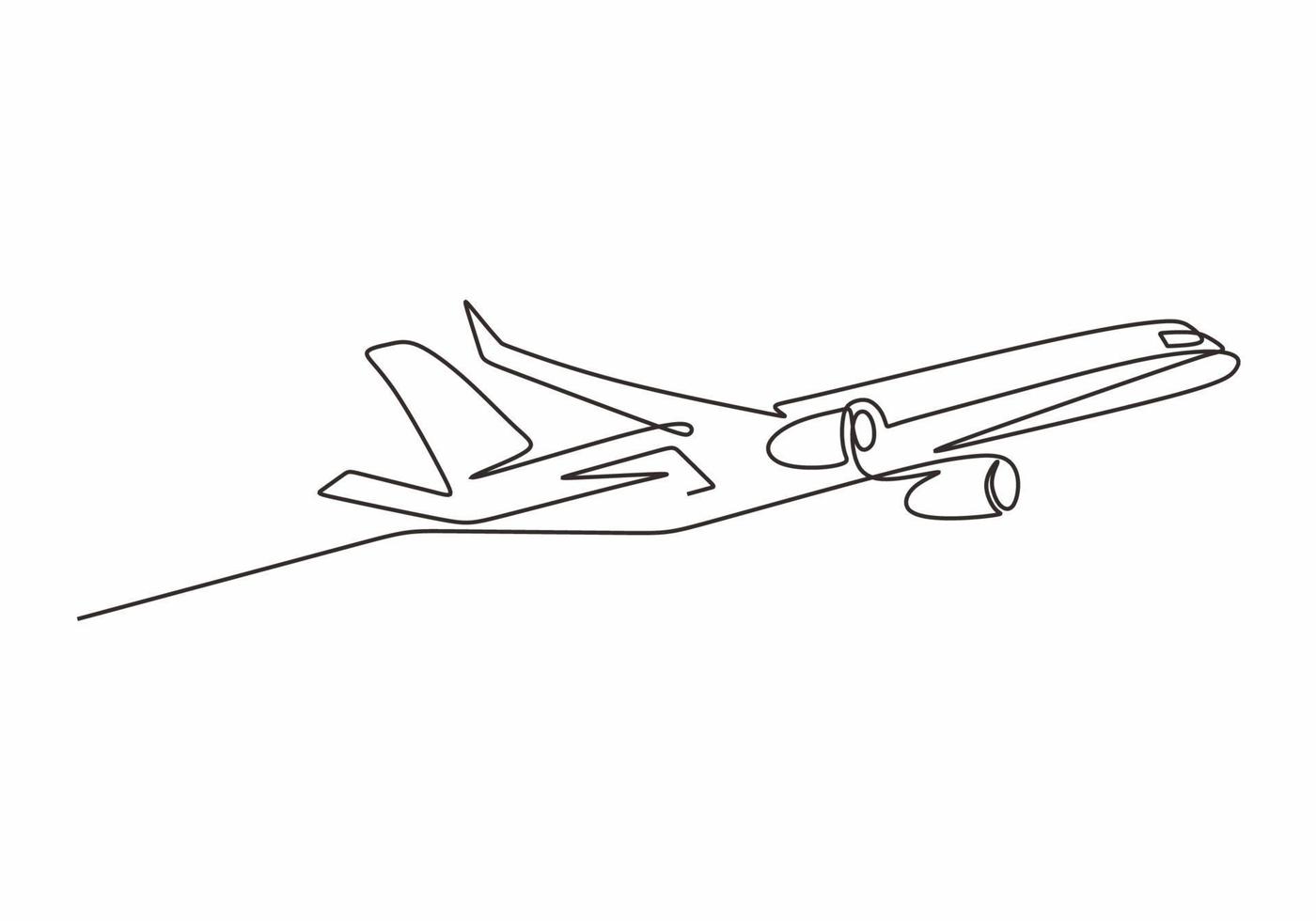 Airplane one line drawing minimal design. vector