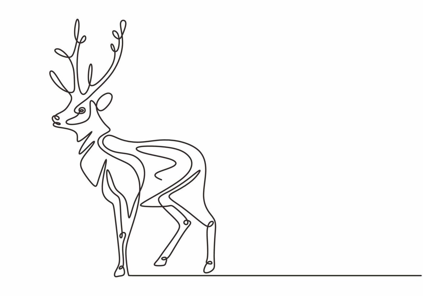 One line design silhouette of deer. continuous line minimalism vector