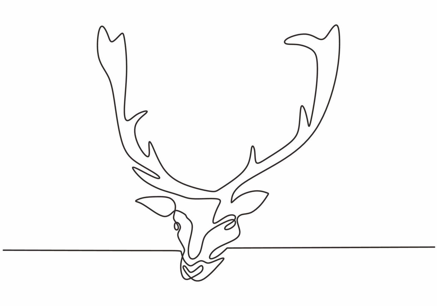 Continuous line drawing of reindeer head vector. vector