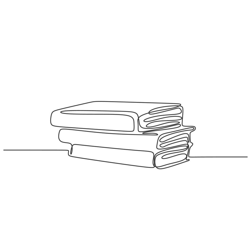 un dibujo de línea de un objeto vectorial aislado. pila de libros continua vector