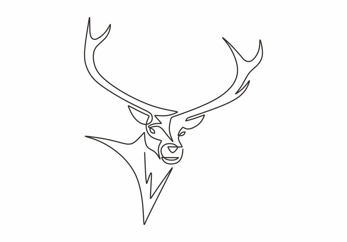 Deer or reindeer head continuous one line drawing minimalist vector