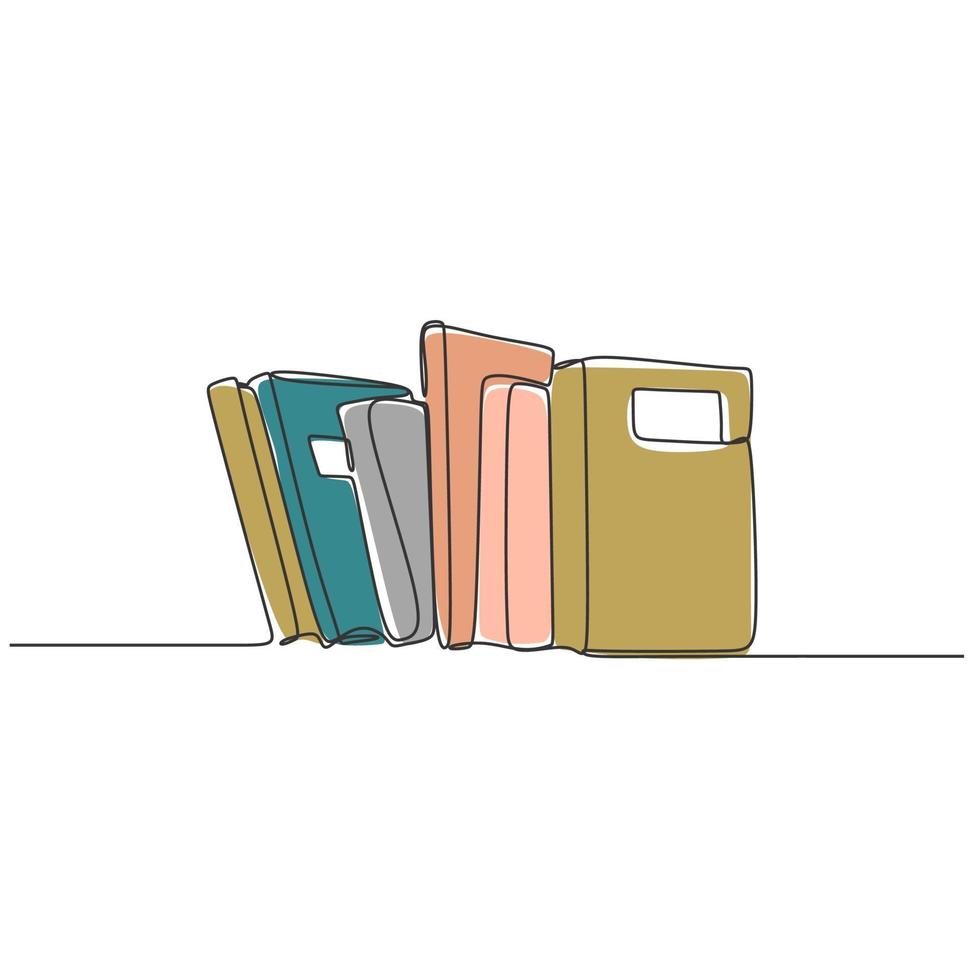 Vector continuous line drawing of Stack of books.