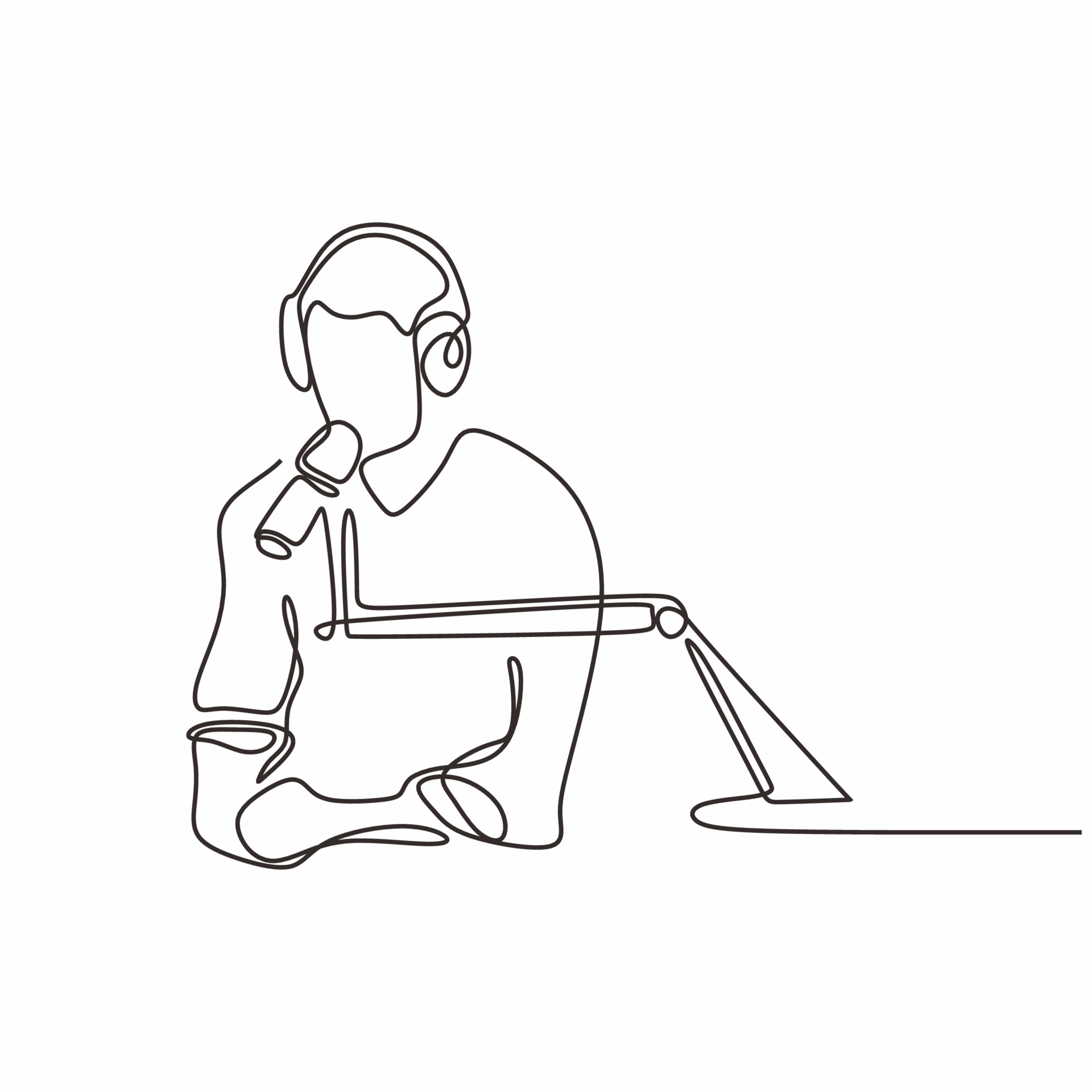 continuous line drawing podcast microphone vector one lineart 3409898