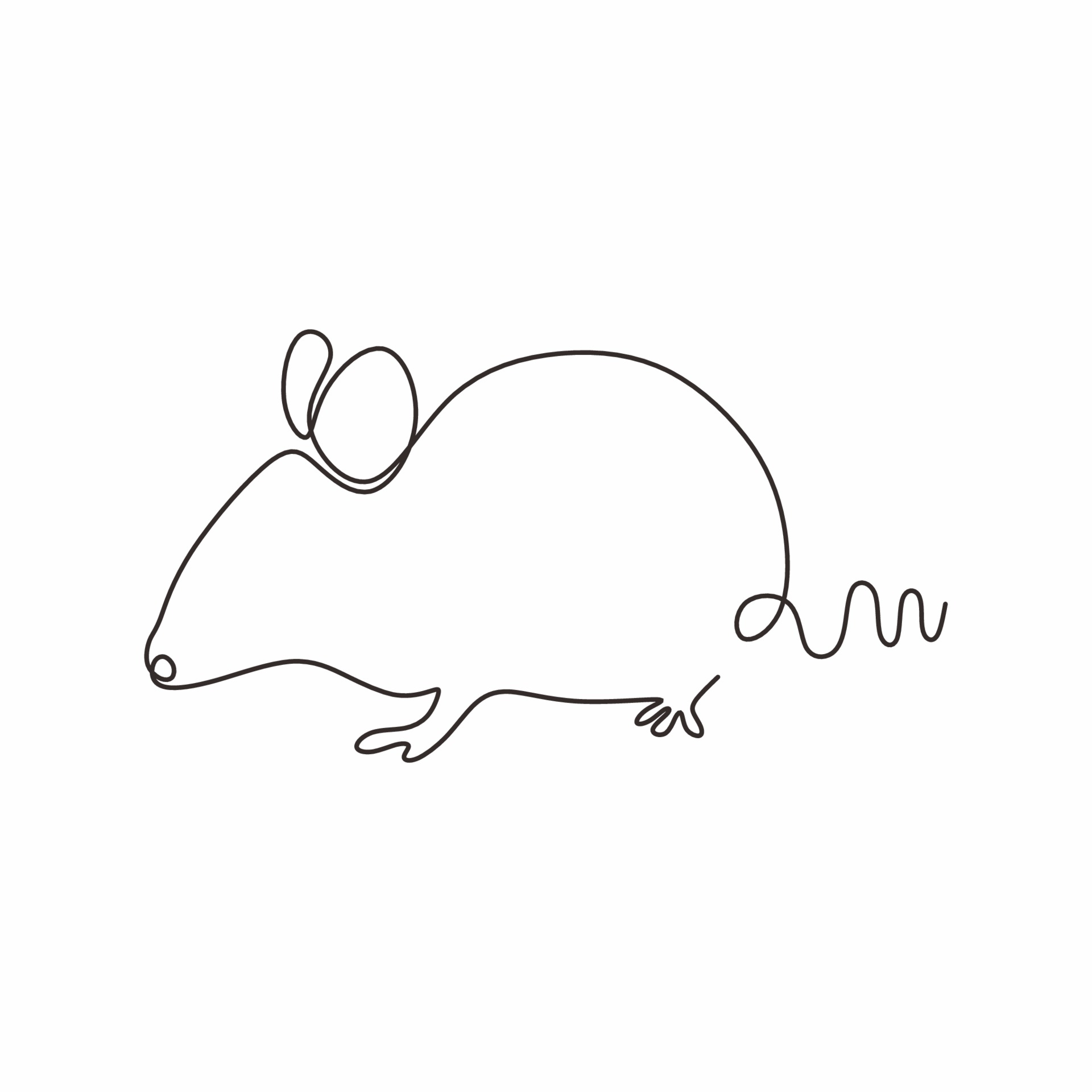 Continuous one line drawing rat mouse minimalism. 3409913 Vector Art at