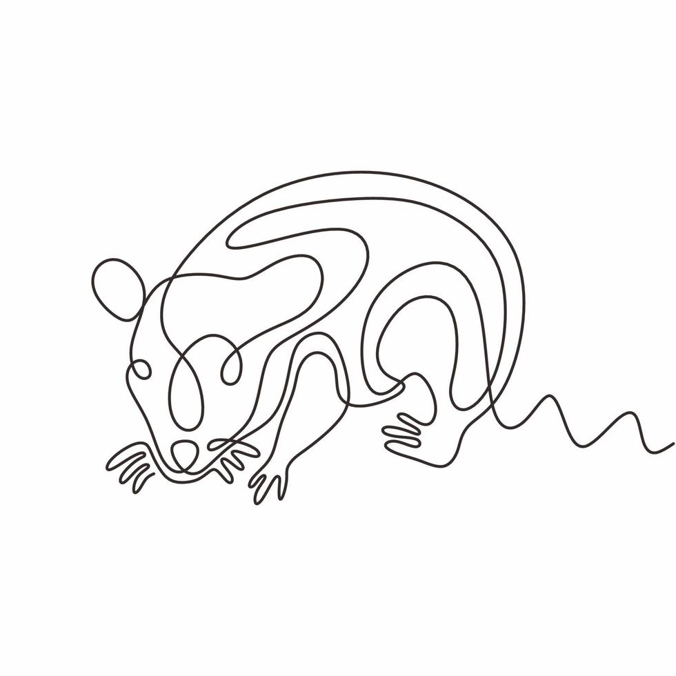 Rat or mouse rodent animal mascot logo minimalism continuous vector
