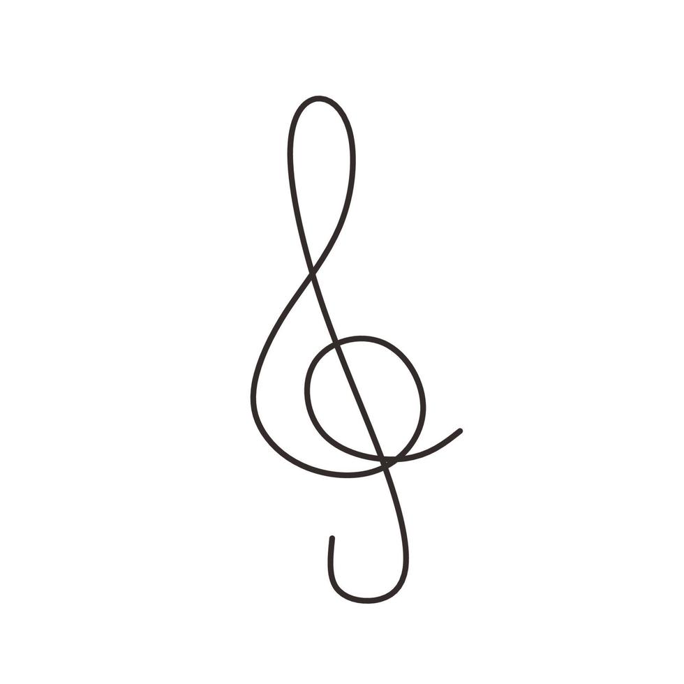 one line drawing of music notes isolated vector object