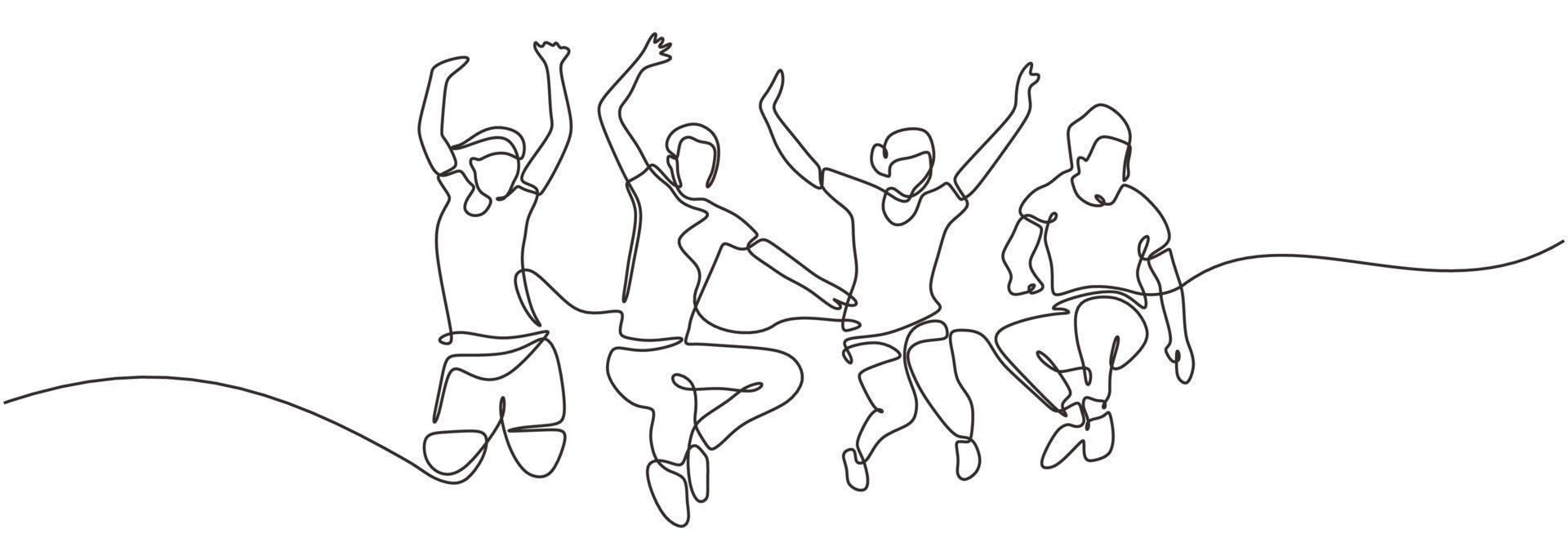 Group of people jump looks happy and enjoying their life vector