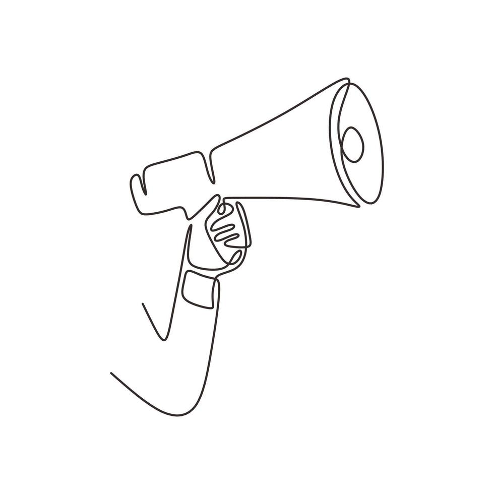 hiring megaphone one line drawing. continuous single lineart vector